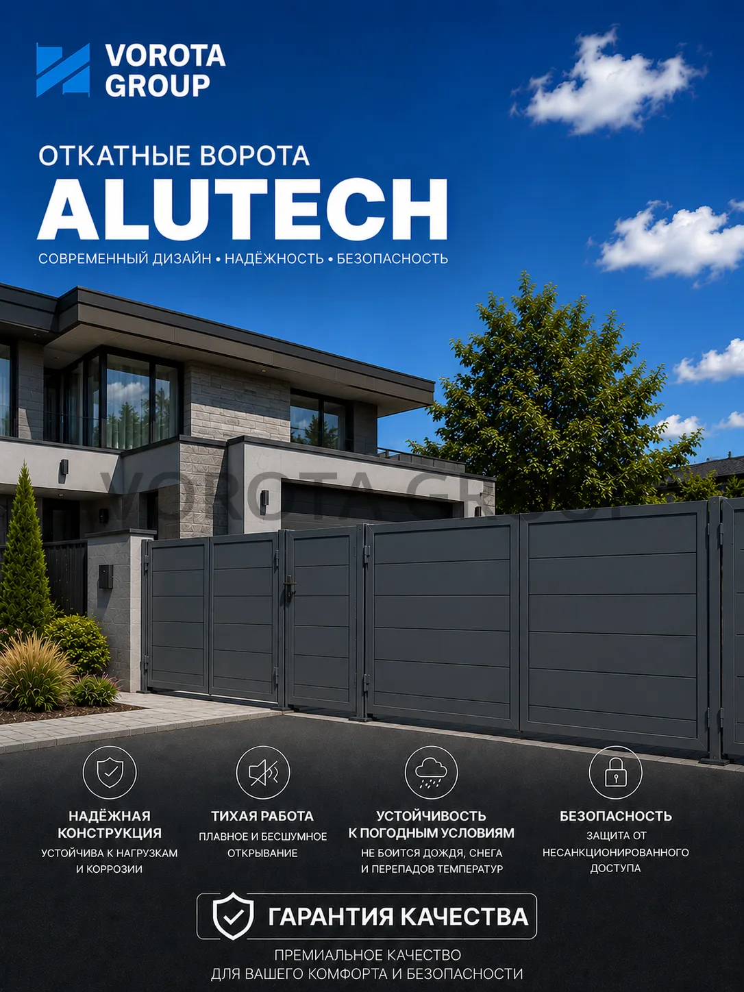 Откатные ворота Alutech Prestige (выс. х  шир.) 2460*3750