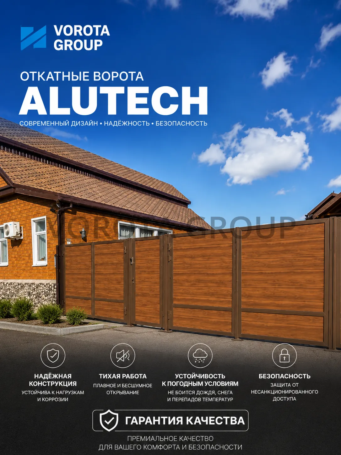 Откатные ворота Alutech Prestige (выс. х  шир.) 2460*2625