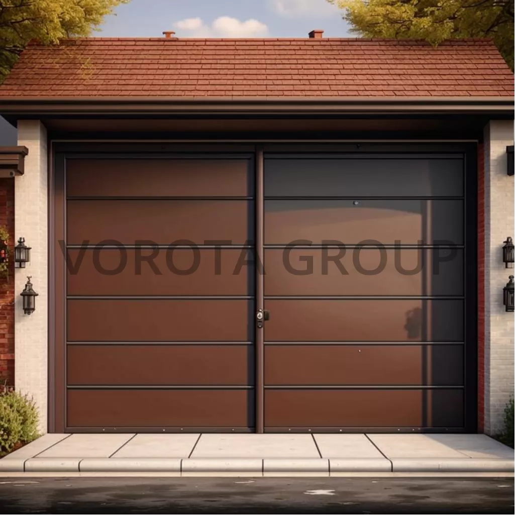 Металлические гаражные ворота Doorhan коричневого цвета 2500x2000