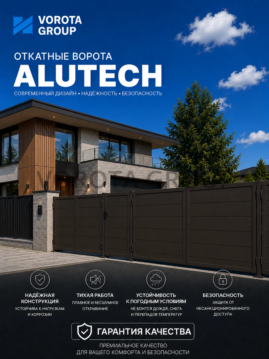 Откатные ворота Alutech Prestige (выс. х  шир.) 2085*2750