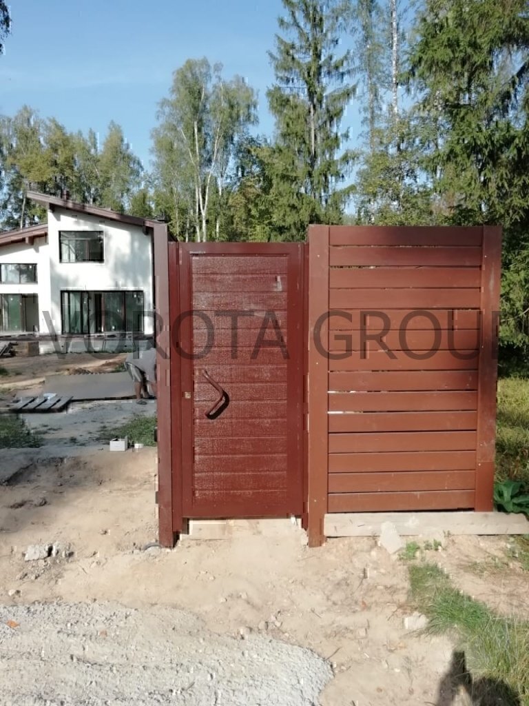 Монтаж откатных ворот с калиткой из сэндвич панелей Монтаж откатных ворот с калиткой из сэндвич панелей